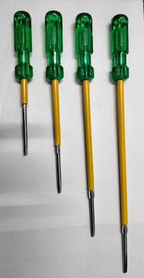 saya 4 Pcs. Combo of 2in1 Reversible Screwdriver Green Handle With Magnetic Tip (4S) Standard Screwdriver Set(Pack of 4)