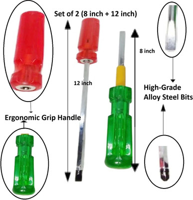 Rizmeg Set of 2, Heavy-Duty Multi-Purpose Screwdriver for Home and Professional Use Combination Screwdriver Set(Pack of 2)