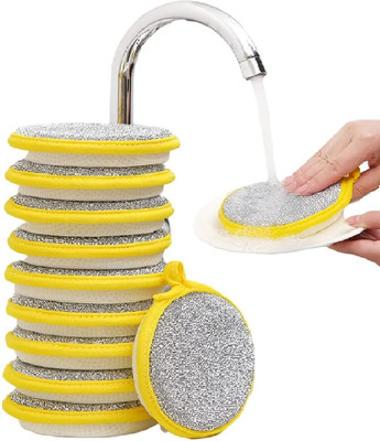 thriftkart Double Sided Dishwashing Sponge Reusable Sponge Pads (5 Slices) Scrub Sponge(Regular, Pack of 5)