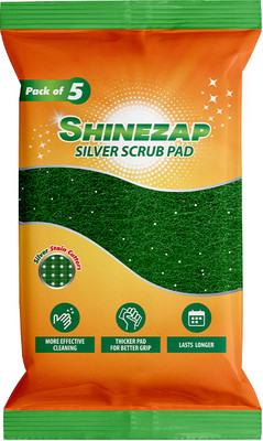 Shinezap SILVER SCRUB PAD PACK OF 5 Scrub Pad(Regular, Pack of 5)