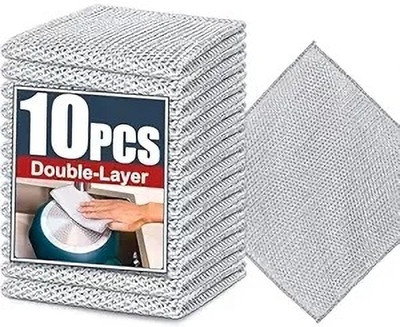 Qtsy Multipurpose Wire Dishwashing Rags Double layer Scrub Pad(Regular, Pack of 10)