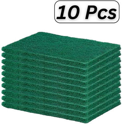 JKB TRADERS Heavy-Duty Reusable Scouring Pads – Green Multipurpose Scrubbers (Pack of 10) Scrub Pad(Regular, Pack of 10)