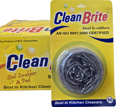 Clean Brite Stainless Steel Utensil Scrubber | 3 Months Warranty | India's First Stainless Steel Scrub(Large, Pack of 3)