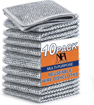 Makfor Wire Dishwashing cloth, Multipurpose Wire Dishwashing Rags for Wet and Dry Scrub Pad(Medium, Pack of 10)