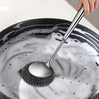 PKK TRADERS Scrubber Brush for Dishes Pot Dish Cookware Cleaner with Handle Long Handle Scrub Pad(Medium)