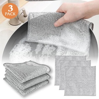 Mannat Non Scratch Dish Wash Cloth for Wet Dry Kitchen Washing Cleaning Cloths Scrubber Scrub Pad(Regular, Pack of 3)