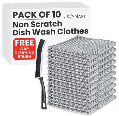 JIG'sMART 10pc Reusable Non-Scratch Wire Dishcloth & Gaps Cleaning Brush Versatile Cloth Stainless Steel Scrub, Scrub Pad, Scrub Sponge(Extra Large, Pack of 10)