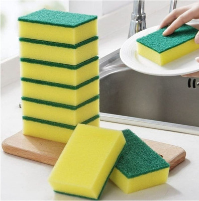 Axiline Sponge Wipe Scrubber pad for Dish Washing Kitchen Cleaning Sponge Wipe, Scrub Pad, Scrub Sponge(Regular, Pack of 6)