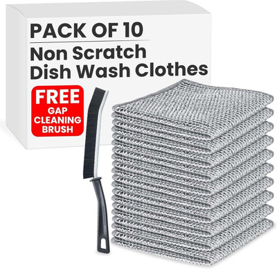QUEBLISS Non Scratch Wire Dish Washing Cloth with Gap Cleaning Brush Sponge Wipe, Scrub Sponge, Scrub Pad(Regular, Pack of 11)