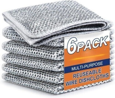 Kapture Non-Scratch Wire Dishcloth & kitchen, Easy Rinsing,Reusable,Sinks Scrub Pad(Regular, Pack of 6)