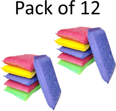 swagtreg Multipurpose Scrubber Pads – Heavy Duty Scrub Pads for Kitchen, Tiles, Sink, Car Scrub Pad, Scrub Sponge, Sponge Wipe(Large, Pack of 12)