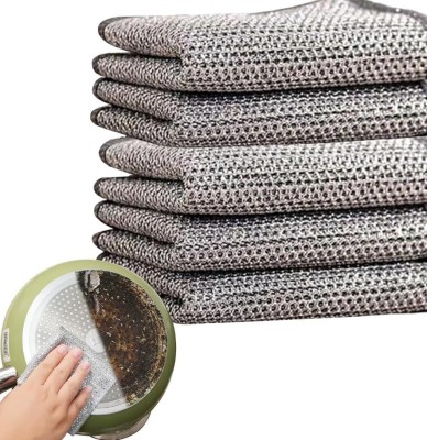 ZEDFIBER 6 pcs Wire Dishcloths, Wire Dishwashing Rags Scrubs, Scrub Pad, Sponge Wipe, Stainless Steel Scrub(Regular, Pack of 6)