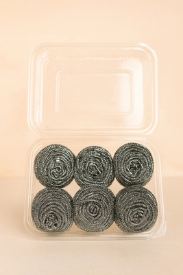 winera Steel Scrubber Jumbo 35gm pack of 6 Stainless Steel Scrub(Large, Pack of 6)