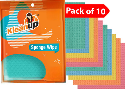 Pranay's Kleanup Super Absorbent Cellulose Sponge Wipe for Kitchen, Slab & Glass | 10X Absorption Sponge Wipe(Regular, Pack of 10)