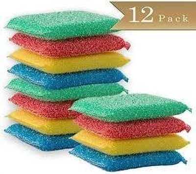 JKB TRADERS grill scrubber pad 12 PCS Scrub Sponge(Large, Pack of 12)