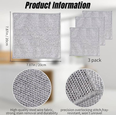 Gripgo Pack of 20 Dishwashing Scrub/ Steel WIre Cloth Pads KSP3.2371 Scrub Pad(Regular, Pack of 20)