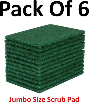 MagicProviders Jumbo Scrub Pad Brite juna Green Scrubber Pack of 6 Scrub Pad(Extra Large, Pack of 6)