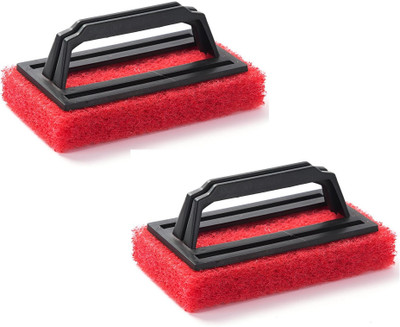 HM EVOTEK Heavy Duty Tile Cleaning Brush with Handle Scrub Pad for Kitchen, Bathtub, Sink Scrub Pad(Medium, Pack of 2)