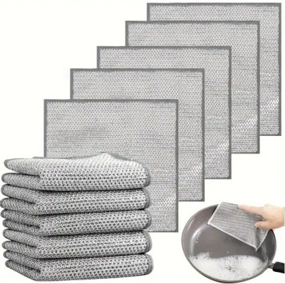 dust n shine Non-Scratch Wire Dishwashing cloth ,Stainless Steel Cleaning Scrubber Pack of 5 Sponge Wipe(Regular, Pack of 5)
