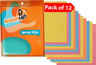 Pranay's Kleanup Super Absorbent Cellulose Sponge Wipe for Kitchen, Slab & Glass | 10X Absorption Sponge Wipe(Regular, Pack of 12)