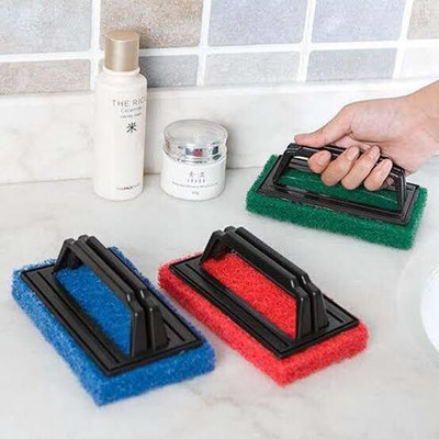 EKDANR CREATIONS EKDANT CREATIONS Bathroom Kitchen Floor Cleaning With Handle TILE BRUSH Scrub Pad(Regular, Pack of 3)