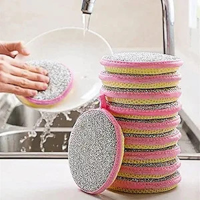 MMTSWorld Dish Sponges Double Sided Non-Scratch Scrub Cleaning Sponges Pads Dishwashing Scrub Sponge(Regular, Pack of 5)