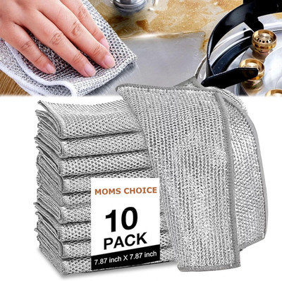 Hitvik Multipurpose Wire Dishwash Stainless Steel Scrubber Non-Scratch(Pack 6) Wet and Dry Stainless Steel Cleaning Cloth(10 Units)