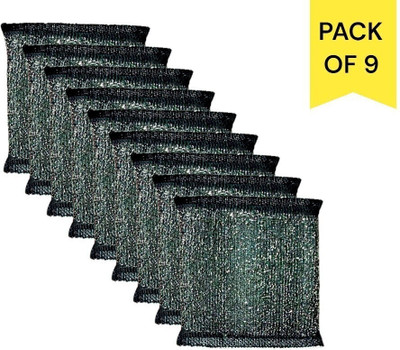 Dreams Dwelling Silver Power Foam Wool Scrubber with Steel Loops for Oily Stains Dish Washing Stainless Steel Scrub(Regular, Pack of 9)