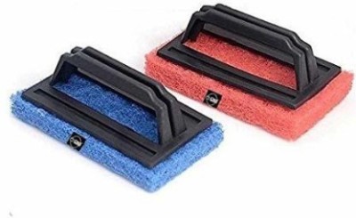 JKB TRADERS tile cleaning brush with handle 2PCS Scrub Sponge(Medium, Pack of 2)