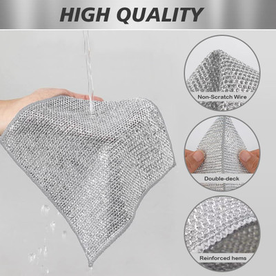 Sarvatr Double Layered, Non-Scratch Dish Wash Cloth, Steel Wire Dish Cloth Dry Steel Cleaning Cloth(9 Units)