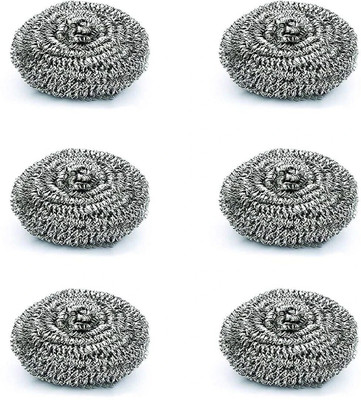 Welkin Steel Scrubber juna/ Scrub Pad 6 Stainless Steel Scrub(Medium, Pack of 6)