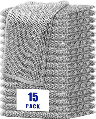 KEFTRIAX Non-Scratch Single Layer Dish Wash Cloth, Steel Wire Dish Cloth Scrub Pad(Medium, Pack of 15)