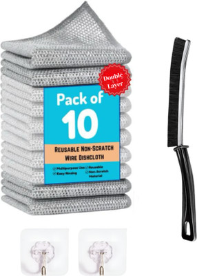 PVSC Non-Scratch Wire Dishcloth & Gaps Cleaning Brush, Reusable,Double-Layer cloth Stainless Steel Scrub(Regular, Pack of 13)