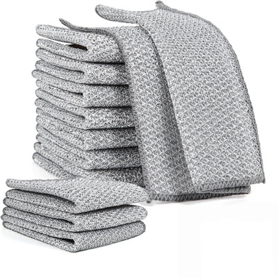 Afast Wire dishcloth and cleaning brush make cleaning easy. Reusable and easy to rinse Stainless Steel Scrub(Medium, Pack of 12)