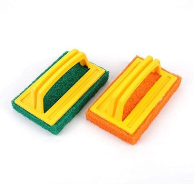 Tamsa Prime Tiles Cleaning Brush with Handle Heavy Duty Floor & Bathroom Scrub Pad(Medium, Pack of 2)