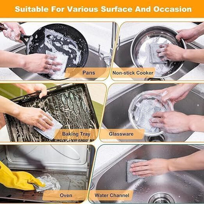 SJK (Pack of 20) Dishwashing WIre Cloth/ Stainless Steel Scrub Pads 1.270 Stainless Steel Scrub(Medium, Pack of 20)