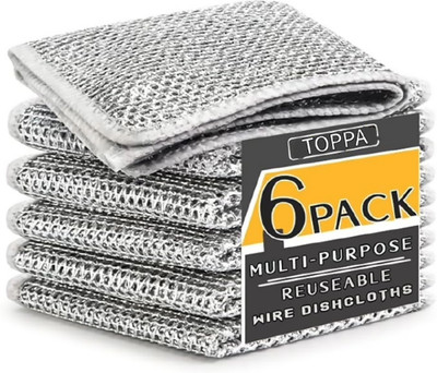 TOPPA WIRE DISH CLOTH 6 Pack Non-Scratch Wire Dish & Gaps Cleaning Brush Scrub Pad Scrub Pad(Medium, Pack of 6)