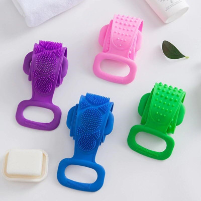 My Machine Silicone Body Back Scrubber Double Side Bathing Brush for Skin Deep Cleaning J30 Scrub Sponge(Small)