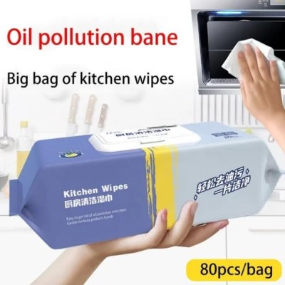 Ashopper Village 80 pcs Kitchen Cleaning Wipes | Strong Decontamination Kitchen Wipes - PACK OF 1 Sponge Wipe(Medium)