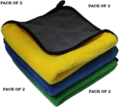 karan Pack of 5 Lint Free Dual Sided Vehicle, Glass & floor Cleaning Cloth MKC1.54 Wet and Dry Microfiber Cleaning Cloth(5 Units)
