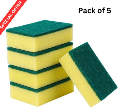CareDone Kitchen Spong Non Scratch Scrub For Dish,Bathroom Scotch Bright Scrub Sponge Scrub Pad(Regular, Pack of 5)