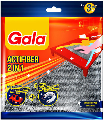 GALA Actifiber Sponge Cloth for Kitchen, Table Tops and Glass Wipe Scrub Pad(Regular, Pack of 3)