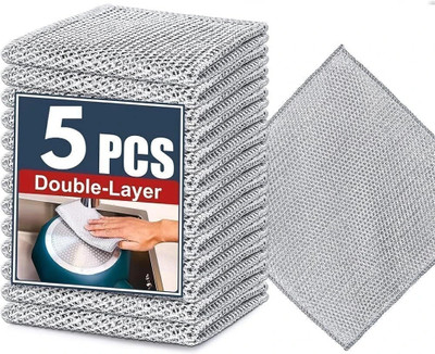 DD Enterprises Multipurpose Wire Dishcloth for Wet/Dry Dishwashing - Stainless Steel Scrubber Stainless Steel Scrub(Regular, Pack of 5)