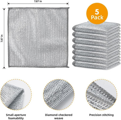 KRAZE Pack of 5 Dishwashing Stainless Steel Scrub/ WIre Cloth Ccx5.05 Stainless Steel Scrub(Medium)
