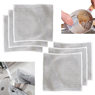 ZUDORA Multifunctional Non-Scratch Wire Dishcloth Dishwashing Rags for Dishes Sinks Scrub Pad, Stainless Steel Scrub(Medium, Pack of 6)