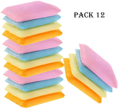 Fresh start Nylon scrub pad Multicolor 12 Scrub Sponge(Large, Pack of 12)