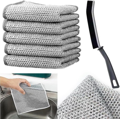 JIG'sMART Reusable Scrubber Non-Scratch Wire Dishcloth for Washing Dishes Wet and Dry Scrub Pad, Scrub Sponge, Stainless Steel Scrub(Regular, Pack of 10)
