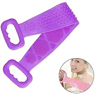 My Machine Silicone Body Back Scrubber Double Side Bathing Brush for Skin Deep Cleaning J9 Scrub Sponge(Small)