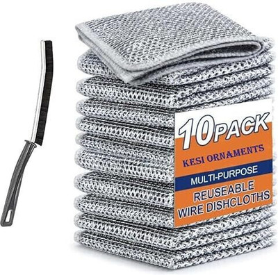 ashv Non-Scratch Wire Dishcloth &1pic Gaps Cleaning Brush Scrub Pad, Scrub Sponge(Medium, Pack of 10)