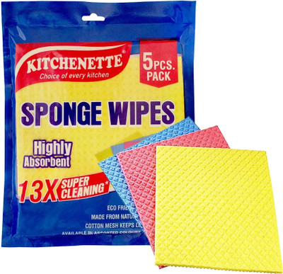 Kitchenette Sponge wipes reusable and cellulose made sponge wipes pack of 5 Sponge Wipe, Scrub Sponge(Regular, Pack of 5)